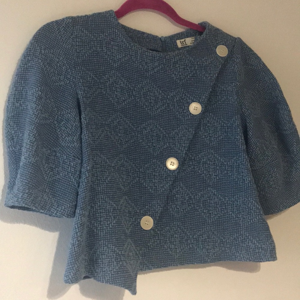 Embroidered Zara puff sleeve crop top